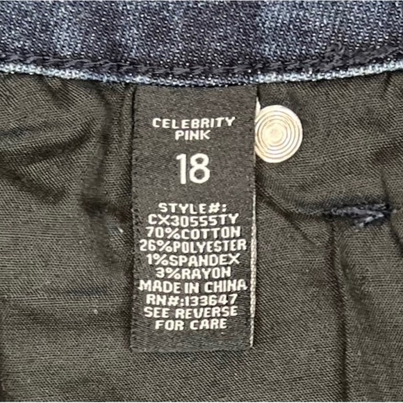 Celebrity Pink Bermuda Jean Shorts, High Rise Skinny, Distressed Hem , Size 18 - Picture 7 of 8